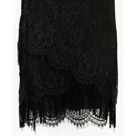 Sam Edelman Womens Bohemian Rhapsody Lace Dress Medium Fringe Flapper Black NEW - Picture 8 of 12